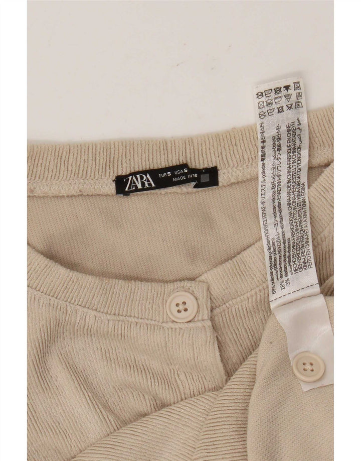 Женский укороченный кардиган Zara UK 10, маленький бежевый полиэстер