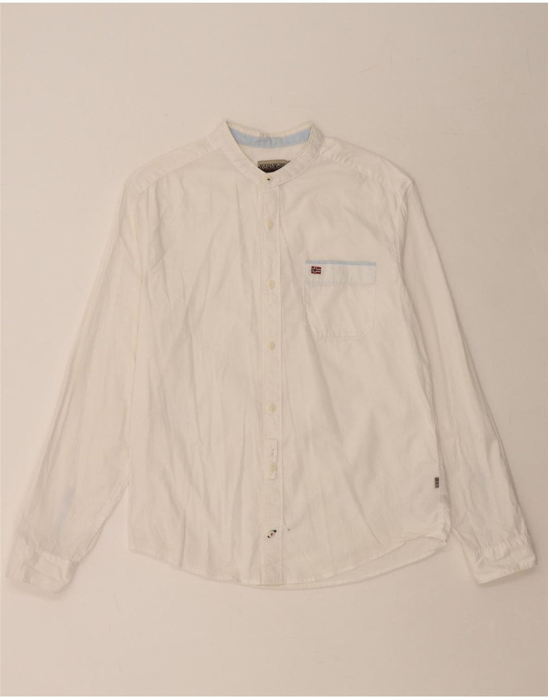 NAPAPIJRI Мужская рубашка стандартного кроя с географическим рисунком среднего размера, белый хлопок