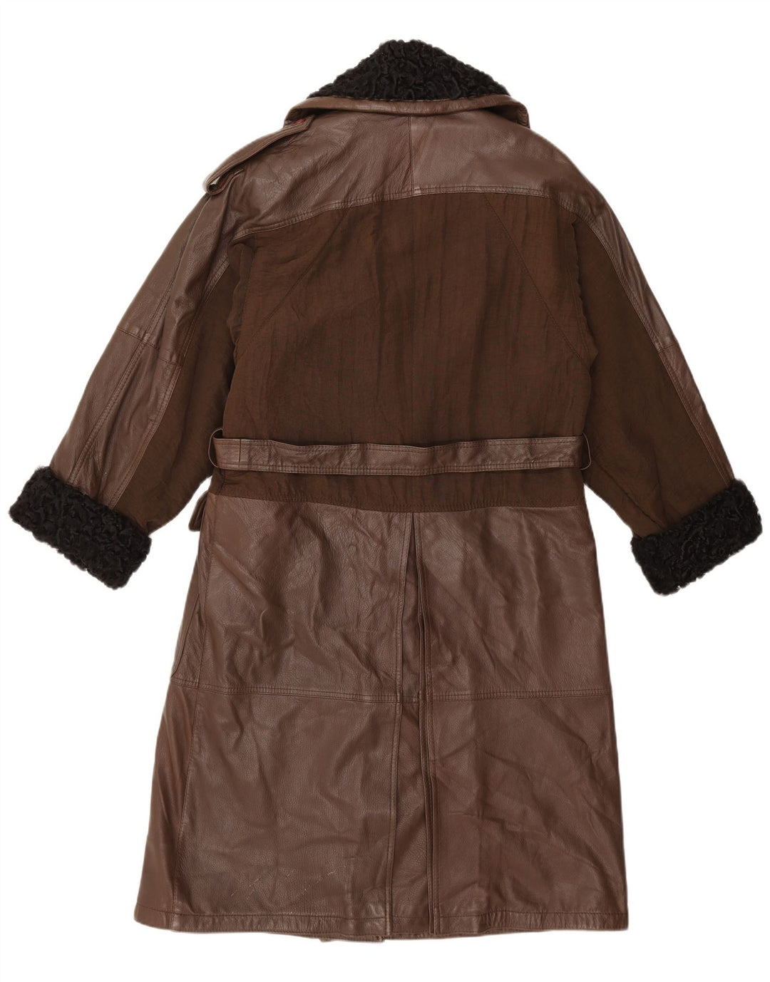 LA MATTA Womens Leather Coat IT 42 Medium Brown Leather