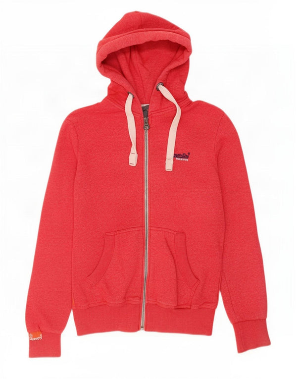Superdry Mens Zip Hoodie Sweater Medium Red Cotton