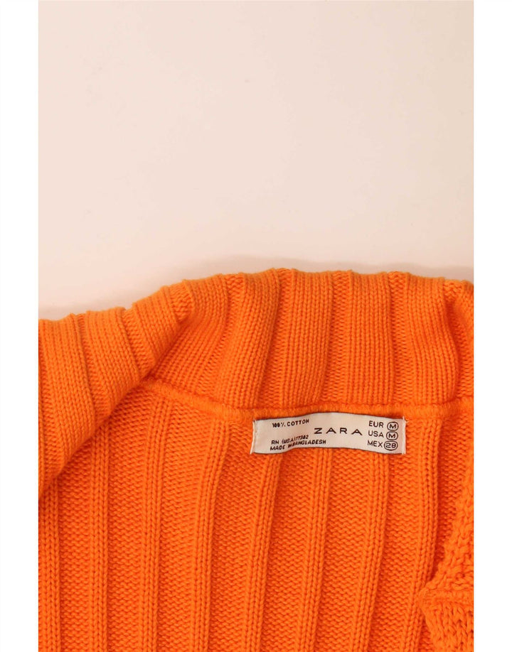Женский кардиган Zara UK 12, хлопковый средний оранжевый цвет
