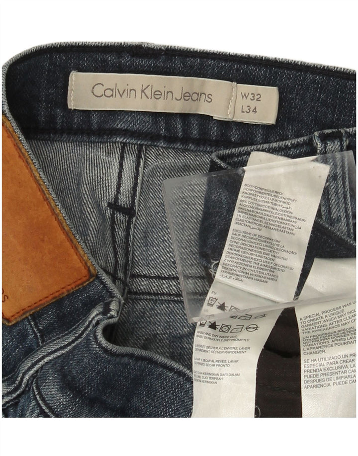 Мужские потертые узкие джинсы CALVIN KLEIN W32 L34, синий хлопок