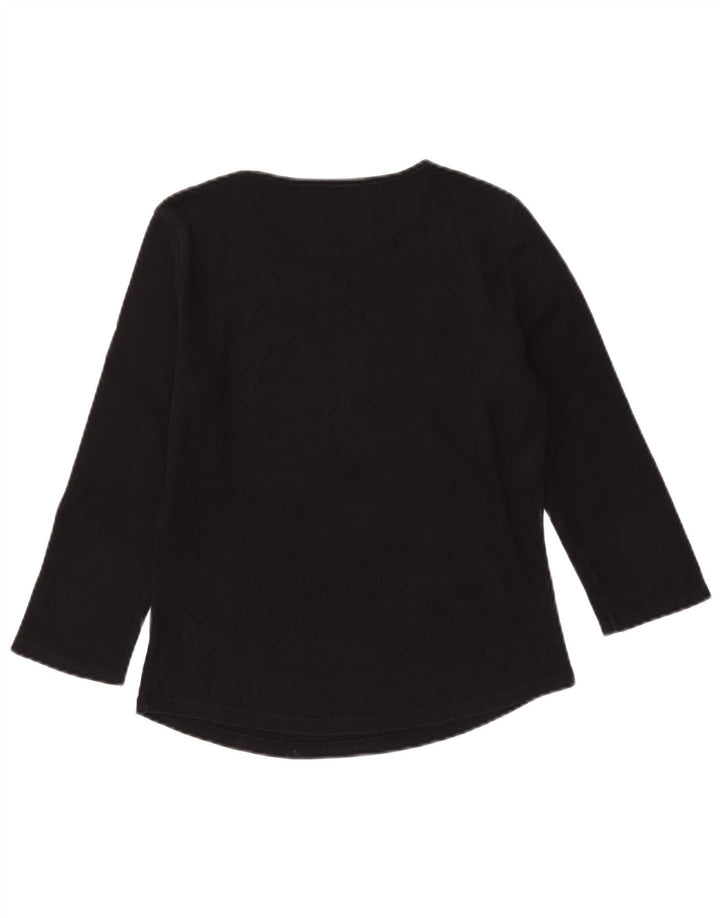 ARMANI JEANS Женский топ с рисунком, рукавом 3/4, Великобритания 12, средний черный, хлопок