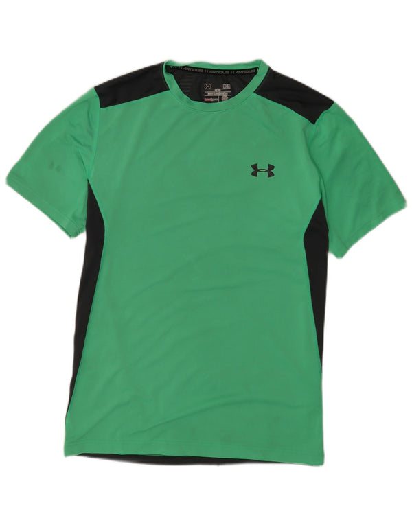 Мужская футболка Under Armour Heat Gear, верх, средний зеленый цвет, полиэстер с цветными блоками