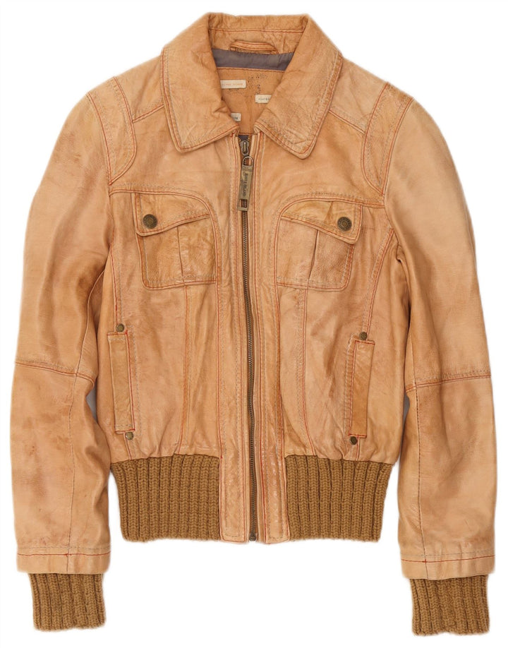 Женская куртка-бомбер River Island UK 10, маленькая, бежевая с цветными блоками