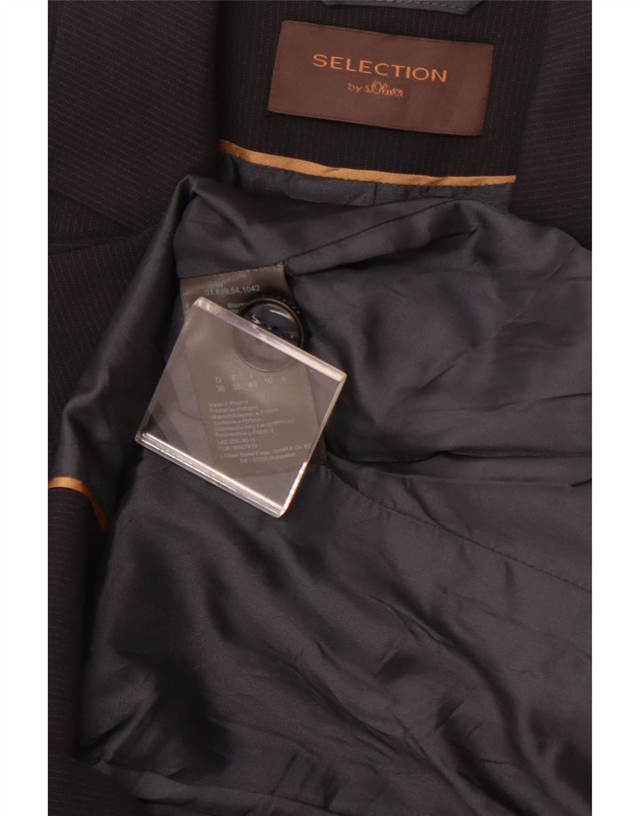 S.OLIVER Женский пиджак на 2 пуговицах UK 10, маленький темно-синий в тонкую полоску