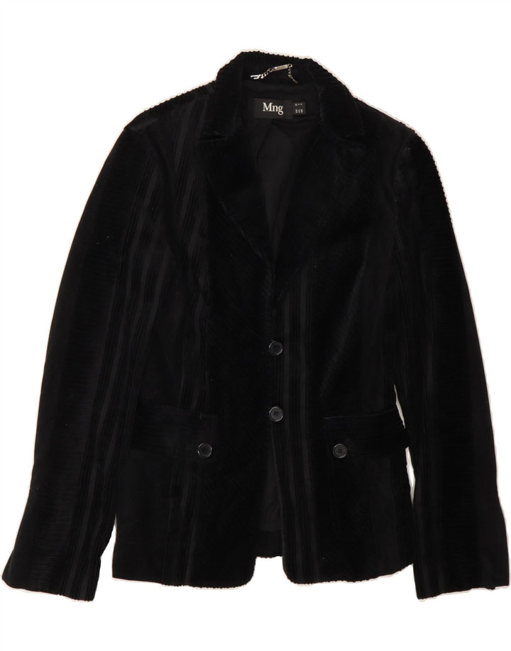 MANGO Womens Corduroy 2 Button Blazer Jacket EU 38 Medium Black Cotton Vintage Mango and Second-Hand Mango from Messina Hembry 