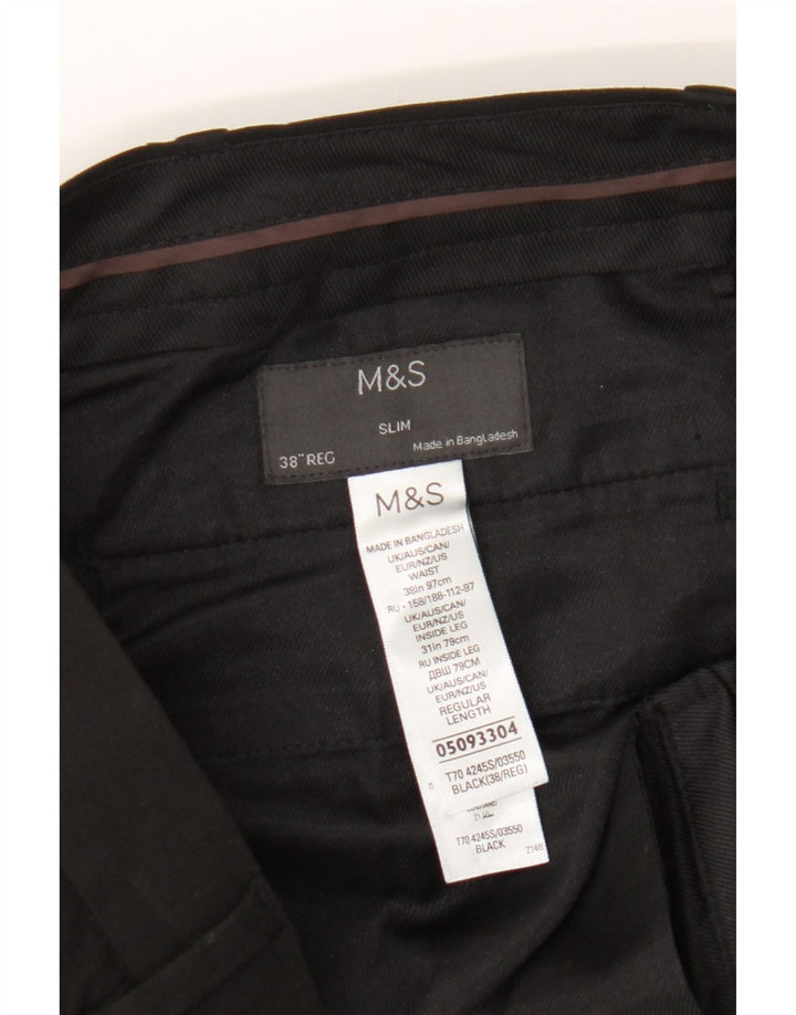 Мужские узкие брюки-чиносы Marks & Spencer W38 L31 черные из полиэстера