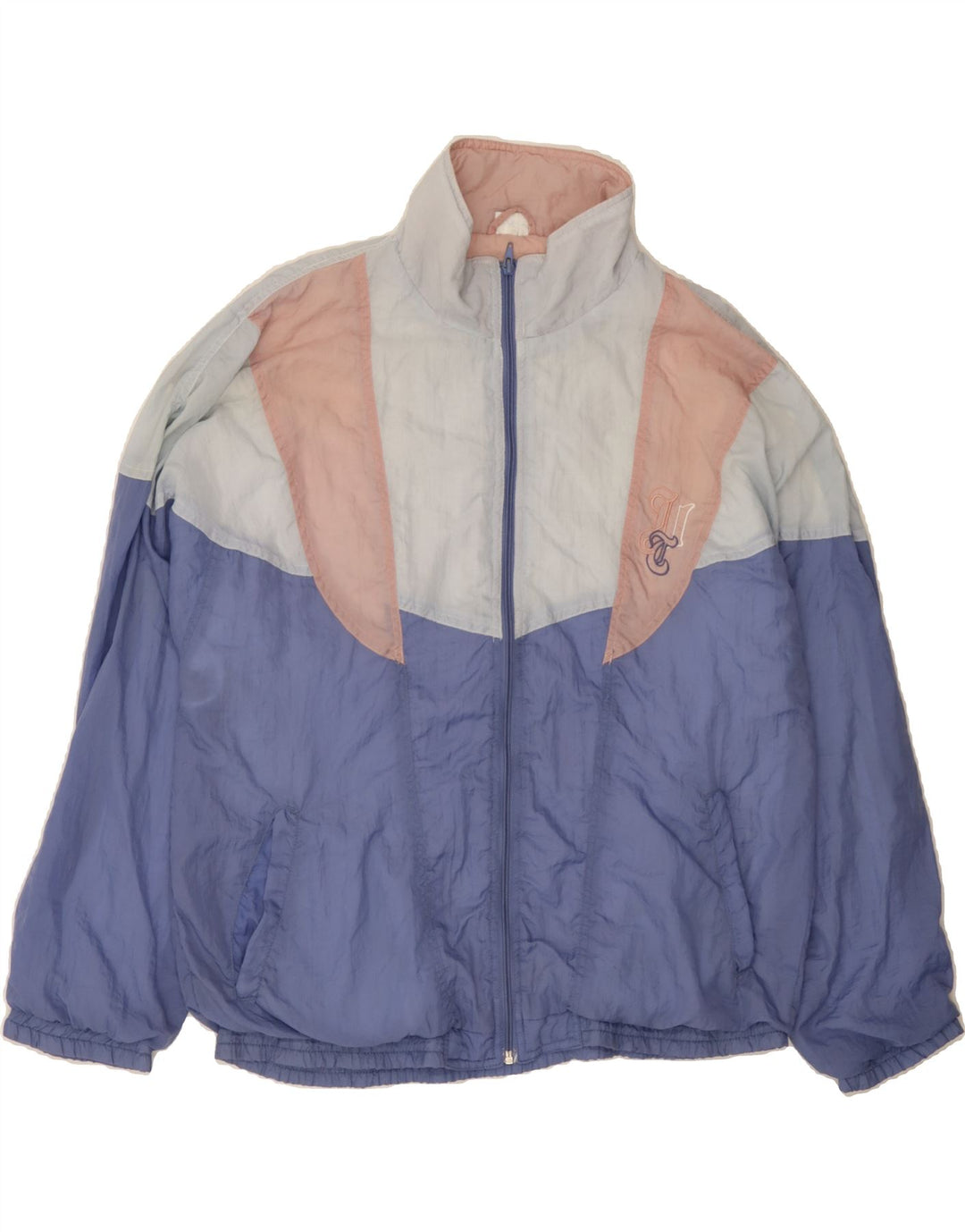 VINTAGE Mens Loose Fit Tracksuit Top Jacket Medium Purple Colourblock Vintage Vintage and Second-Hand Vintage from Messina Hembry 