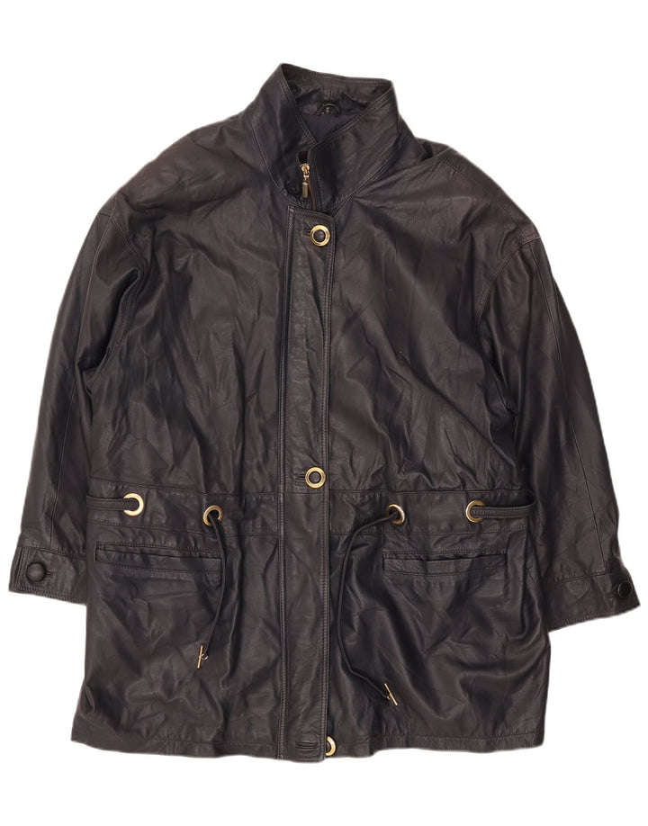 Женская кожаная куртка PER ME UK 22 2XL, черная кожа