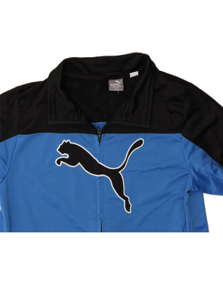PUMA Boys Graphic Tracksuit Top Jacket 11-12 Years Blue Colourblock Vintage Puma and Second-Hand Puma from Messina Hembry 