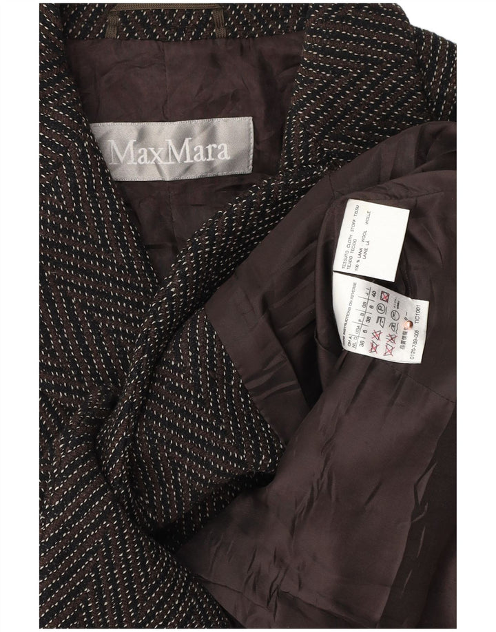 Женский пиджак Max Mara с 3 пуговицами, Великобритания, 8, маленький, коричневый, шерстяной с шевроном