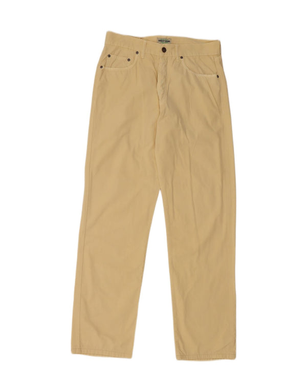 GUESS Mens Straight Casual Trousers W33 L32 Yellow Cotton
