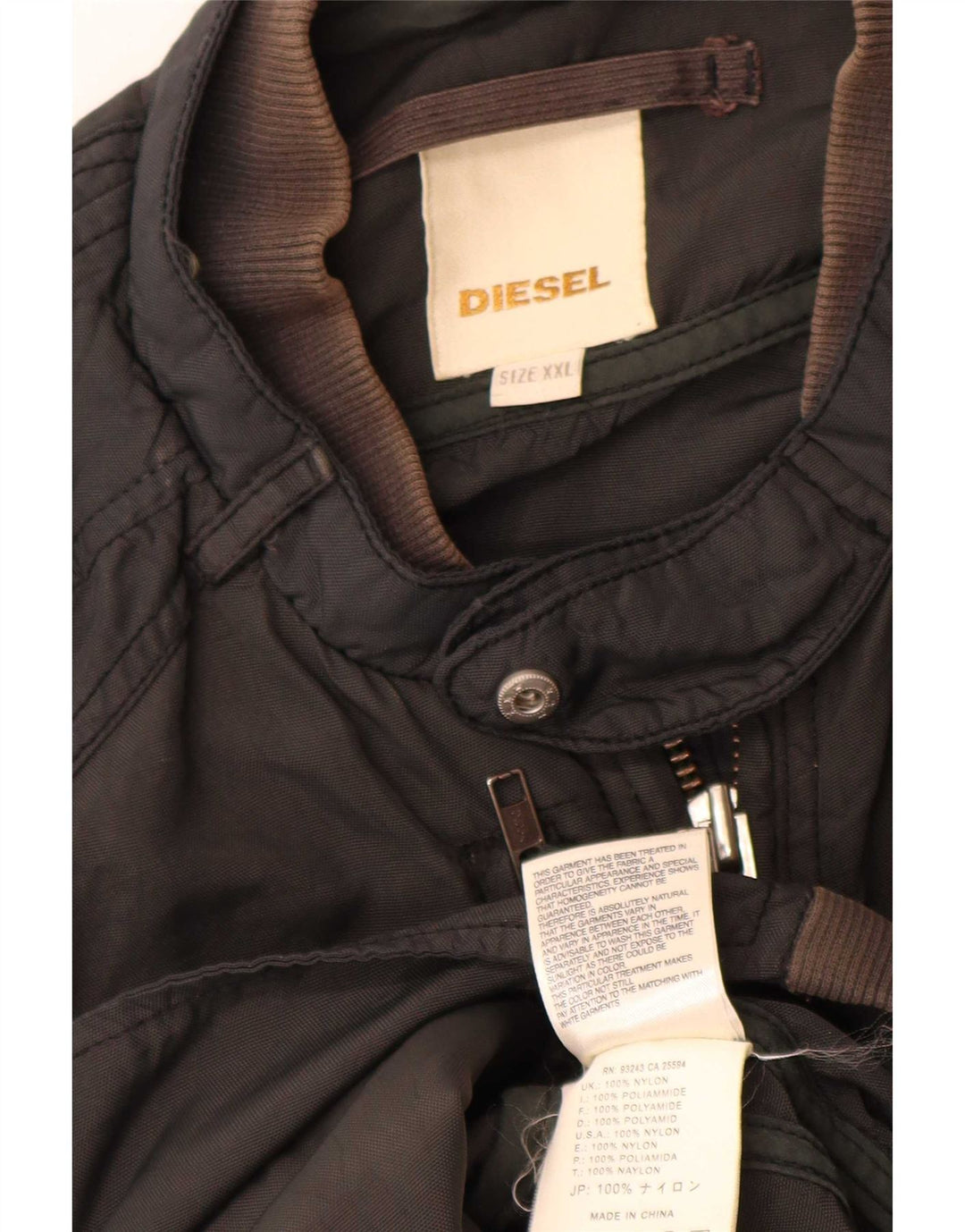Мужская куртка-бомбер Diesel в стиле милитари UK 44 2XL, черный нейлон