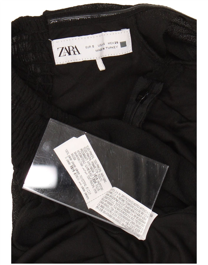 Женское платье макси с открытыми плечами ZARA UK 8, маленькое черное полиэстер