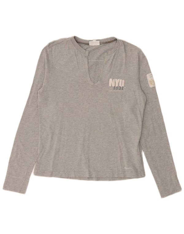 Женский топ CHAMPION с длинным рукавом UK 14, большой размер, серый хлопок