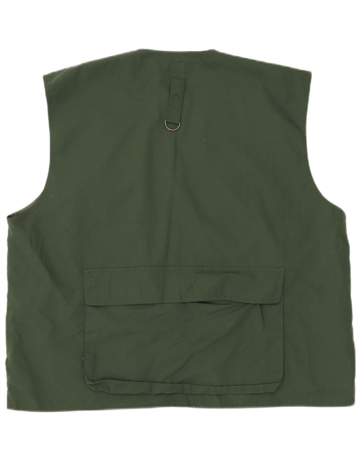 VINTAGE Mens Utility Gilet One Size Green Polyester