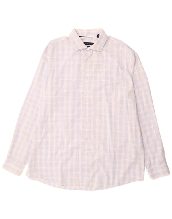 Мужская рубашка Tommy Hilfiger для высоких, размер 18, 2XL, синяя клетка, хлопок