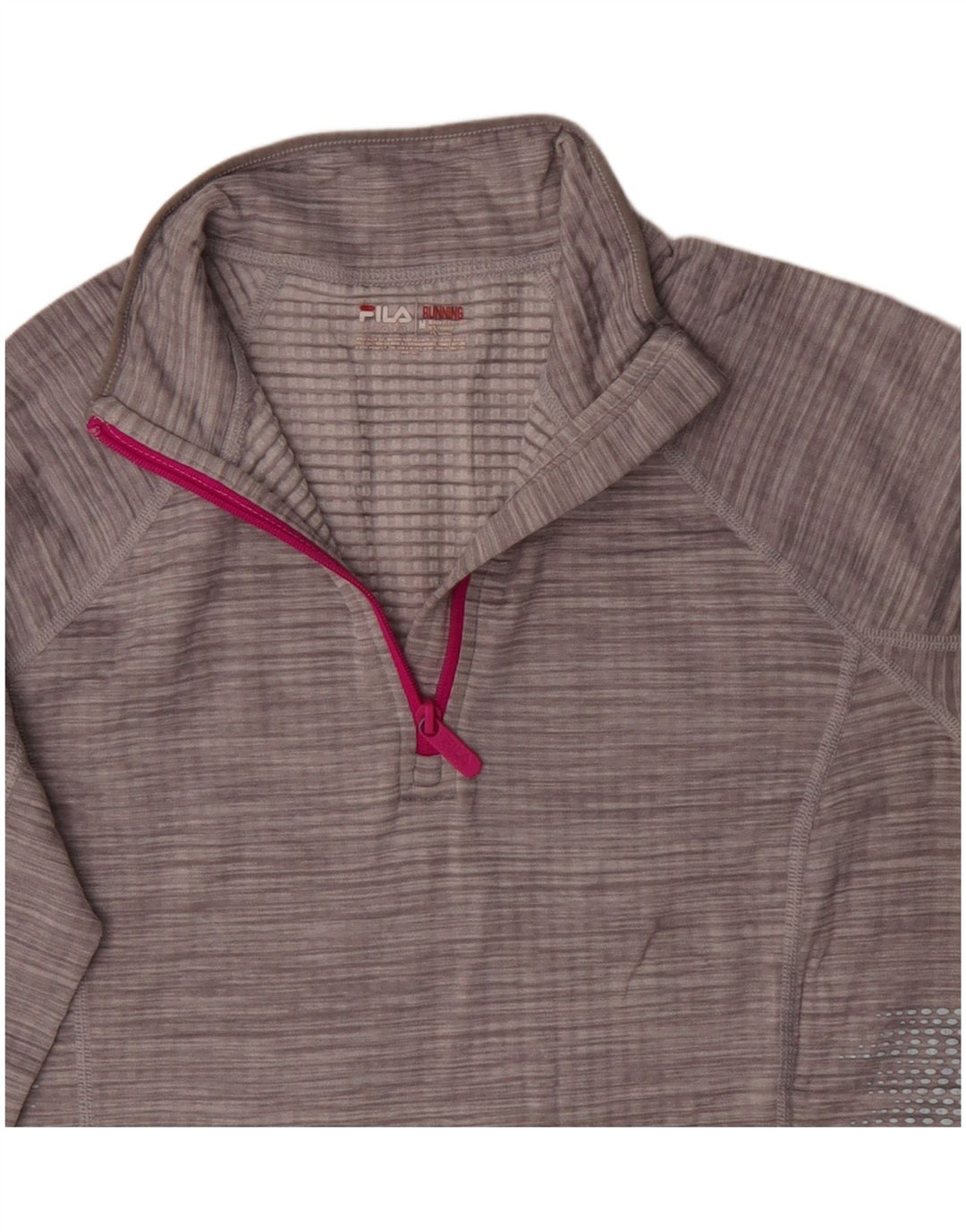 Fila Женский пуловер с воротником на молнии, спортивный костюм, Великобритания 14, средний серый в крапинку