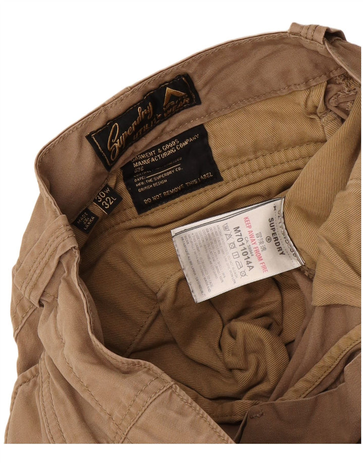 Мужские узкие брюки-карго Superdry W30 L32, бежевый хлопок