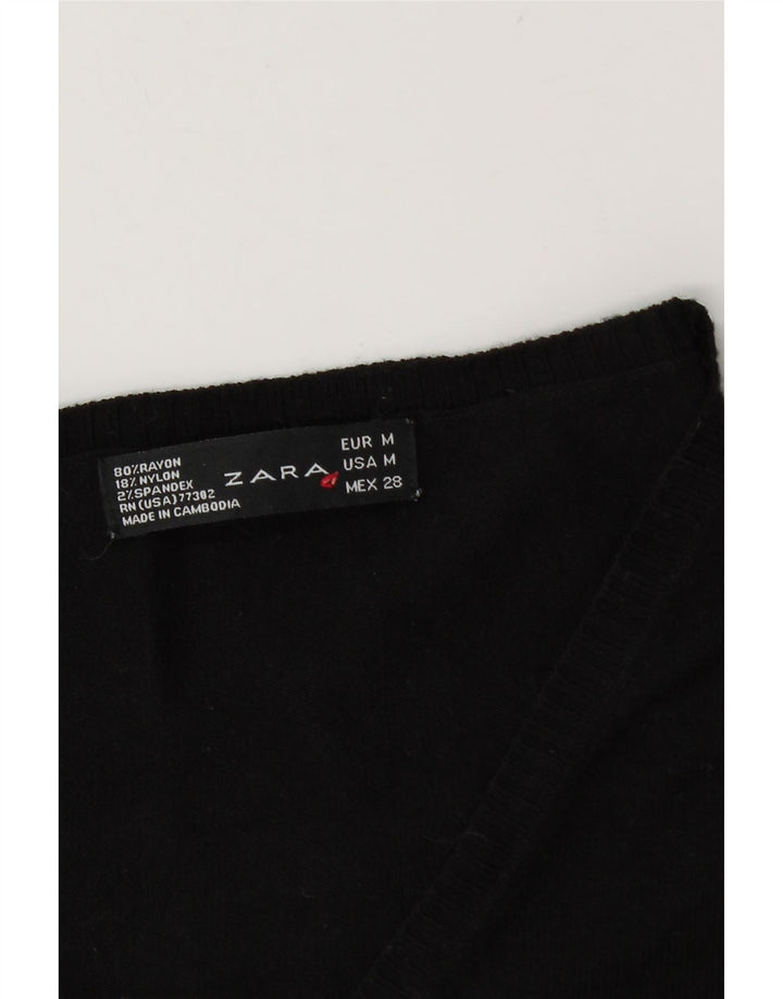 Женский джемпер с v-образным вырезом Zara UK 12, средний черный вискоза