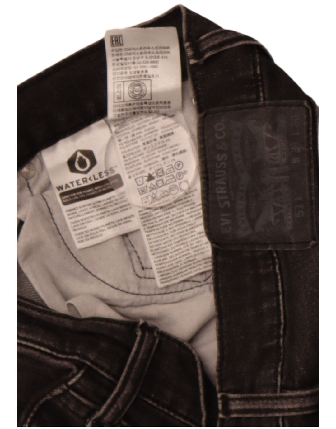 LEVI'S Mens 511 Slim Jeans W31 L30 Black Cotton
