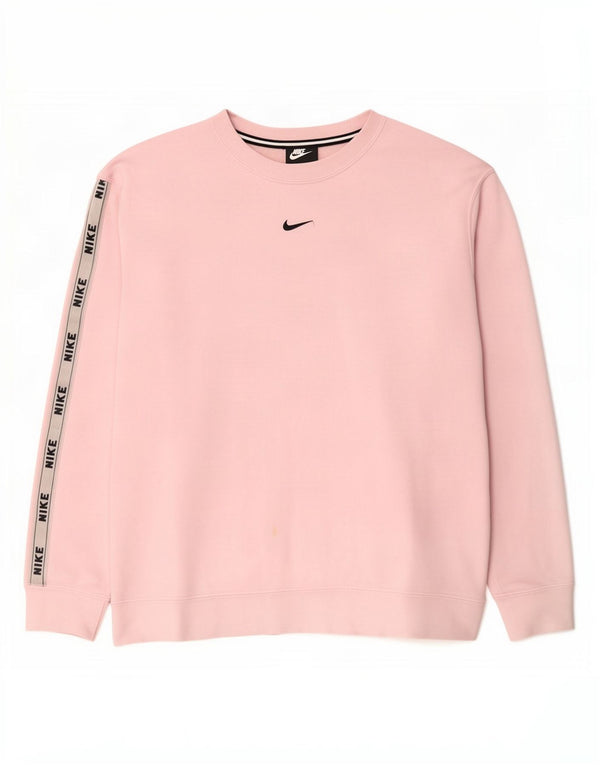 Женский джемпер с графическим рисунком Nike UK 14, хлопок среднего розового цвета с цветными блоками