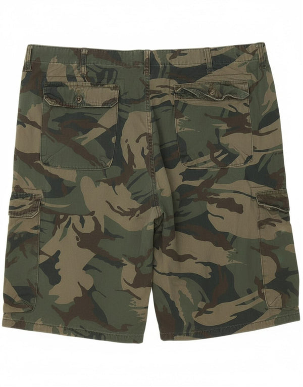 WRANGLER Mens Cargo Shorts W46 3XL Green Camouflage Cotton