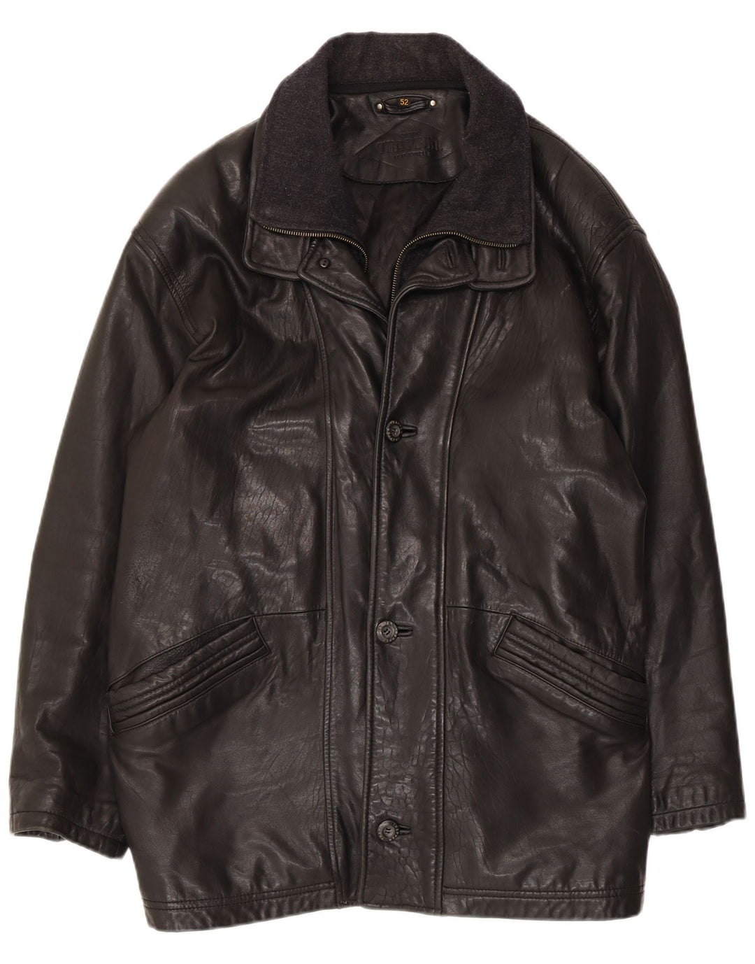 Мужская кожаная куртка Trapper EU 52 XL черная кожа
