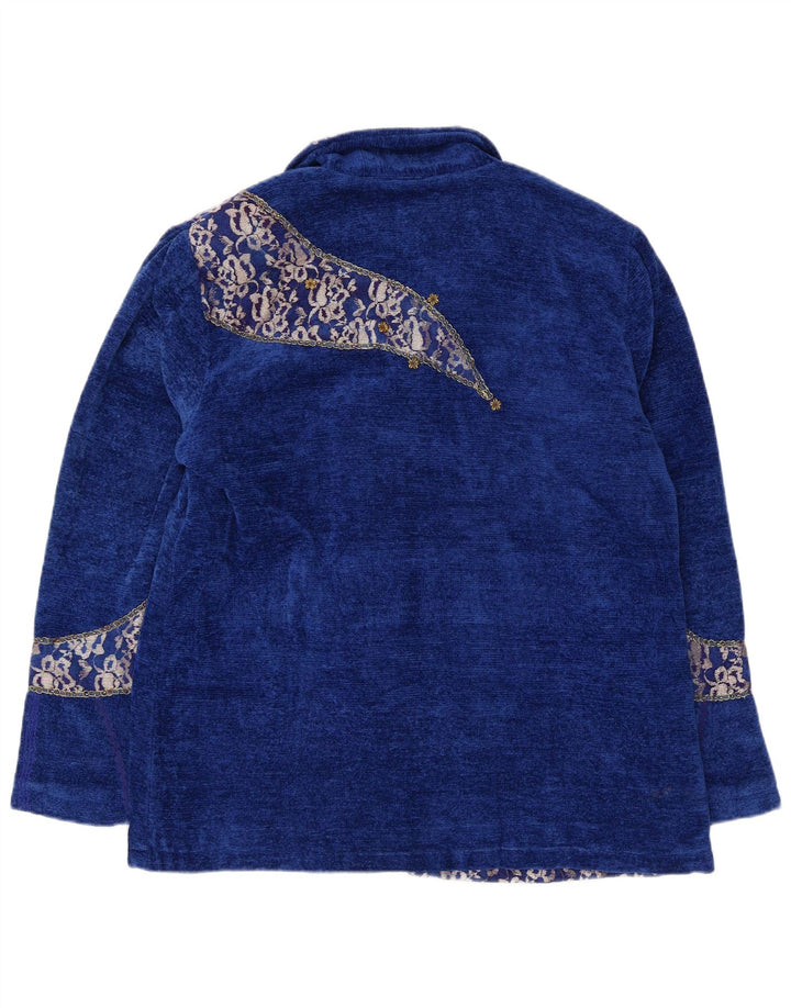 Женский пиджак на 4 пуговицах Indigo Moon IT 46, большой синий цветочный вискоза