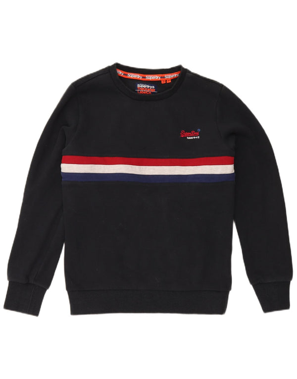 Superdry Mens Sweatshirt Jumper Medium Navy Blue Colourblock Cotton