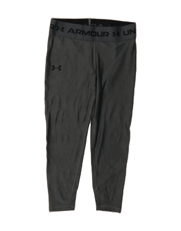 UNDER ARMOUR Girls Graphic Leggings 11-12 Years Large Grey Polyester Vintage Under Armour and Second-Hand Under Armour from Messina Hembry 
