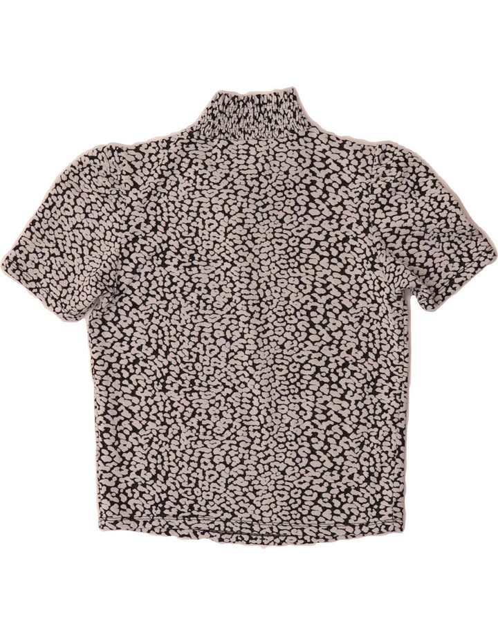 ZARA Womens Crop Blouse Top UK 12 Medium Black Animal Print Vintage Zara and Second-Hand Zara from Messina Hembry 