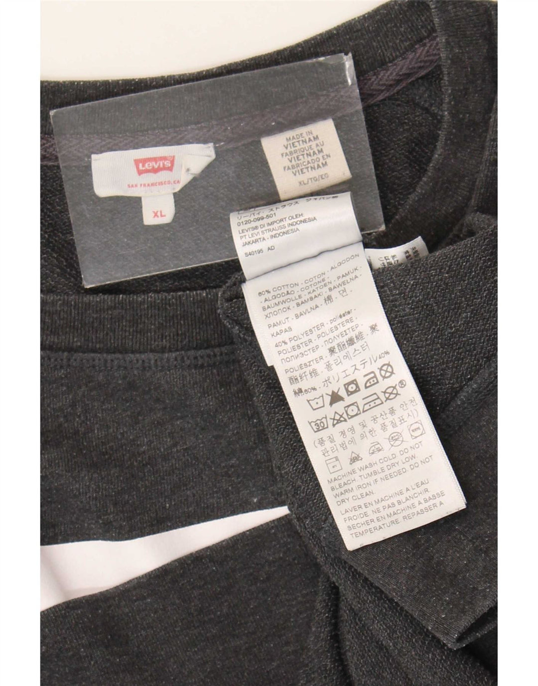 Женский свитер с рисунком Levi's, джемпер UK 18 XL, серый хлопок
