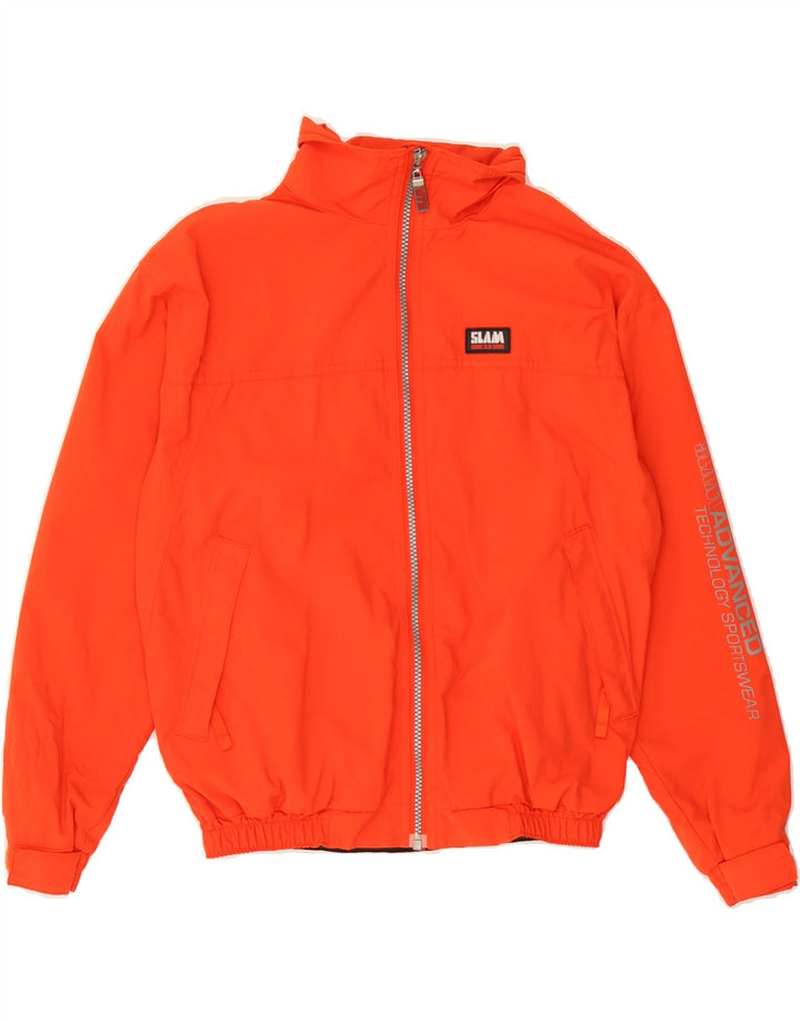 SLAM Womens Graphic Bomber Jacket US 7 Medium Orange Nylon Vintage Slam and Second-Hand Slam from Messina Hembry 