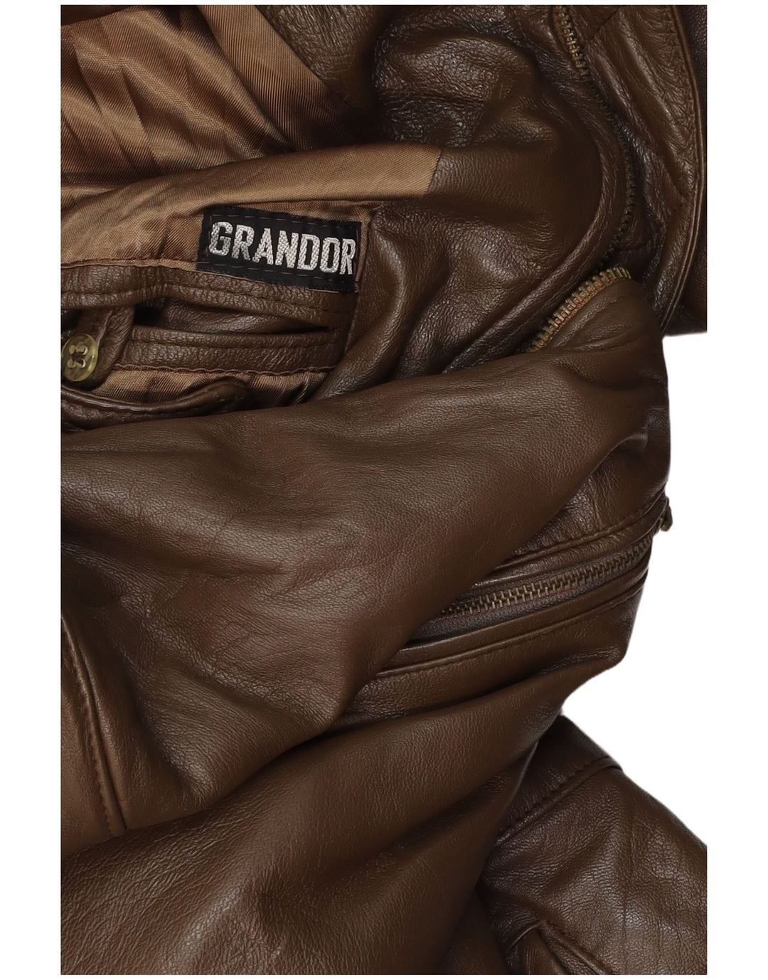 Мужское кожаное пальто VINTAGE UK 38 среднего коричневого цвета