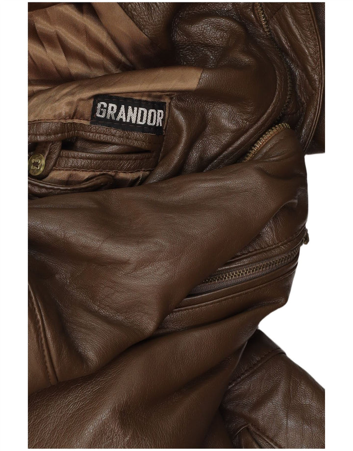 Мужское кожаное пальто VINTAGE UK 38 среднего коричневого цвета