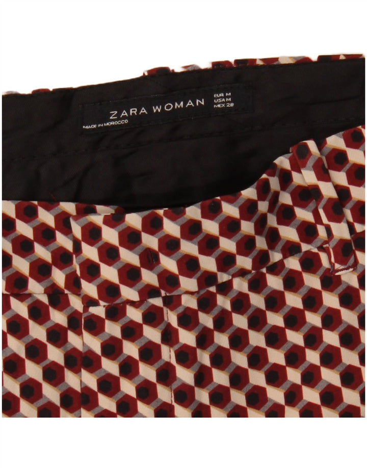 Женские узкие брюки чинос Zara, средние W28 L27, красные с геометрическим рисунком