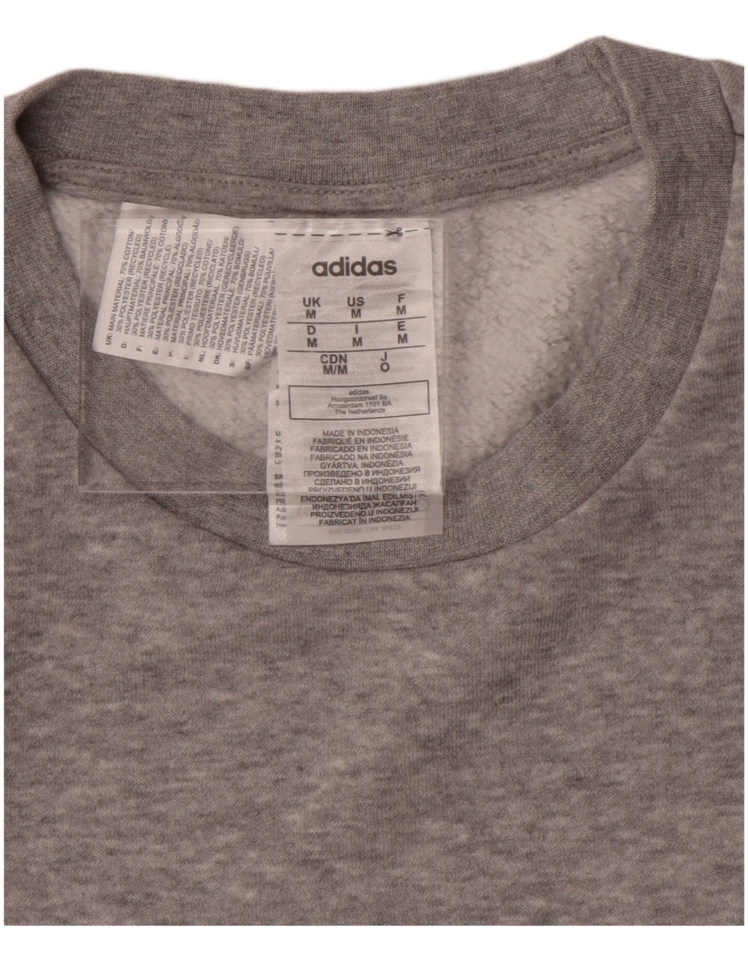 ADIDAS Mens Sweatshirt Jumper Medium Grey Cotton