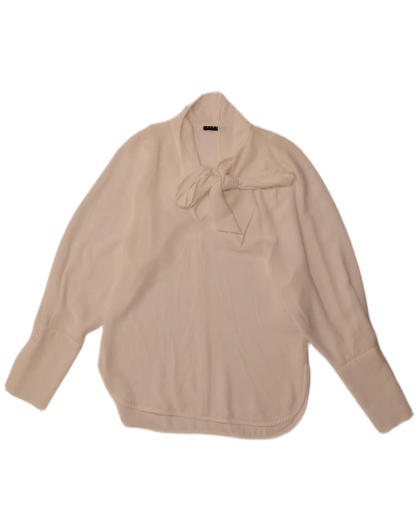 Женская блузка свободного кроя Sisley с завязкой спереди, Великобритания 6 XS, белый полиэстер