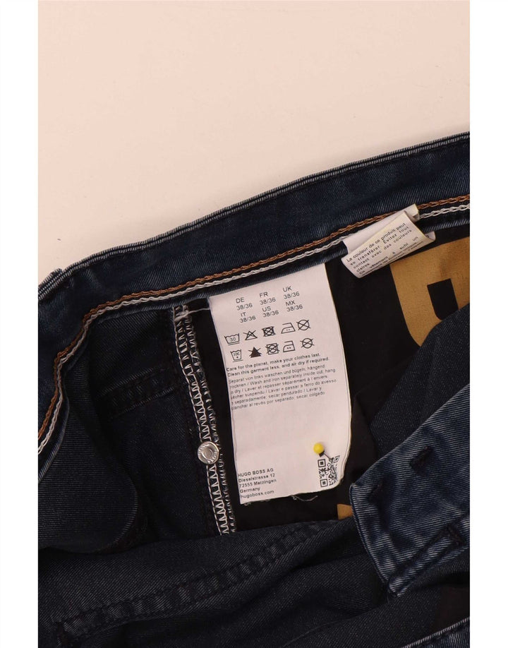 Мужские узкие джинсы Hugo Boss W38 L36 темно-синие, хлопок