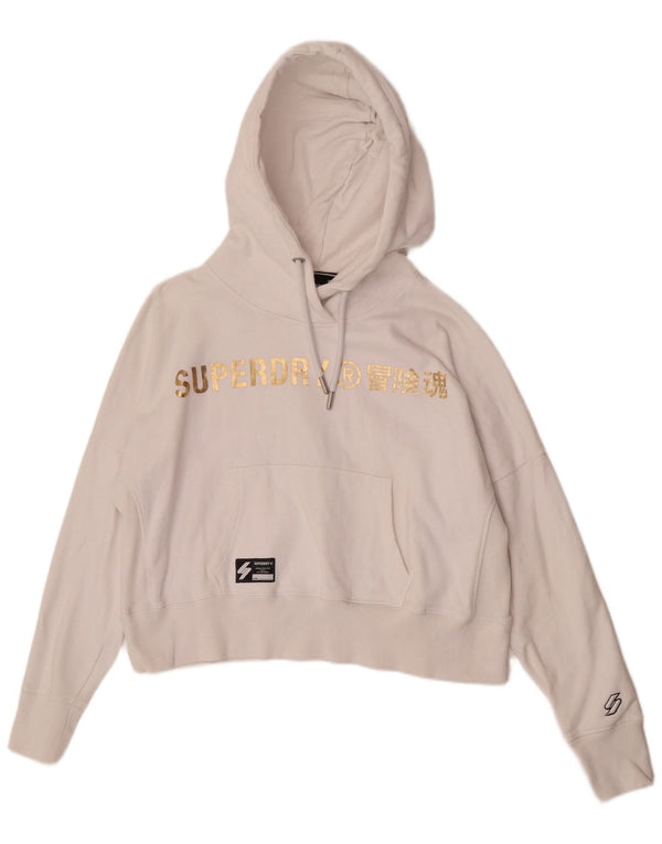 Женский джемпер с капюшоном Superdry Oversized с рисунком UK 14, большой белый хлопок