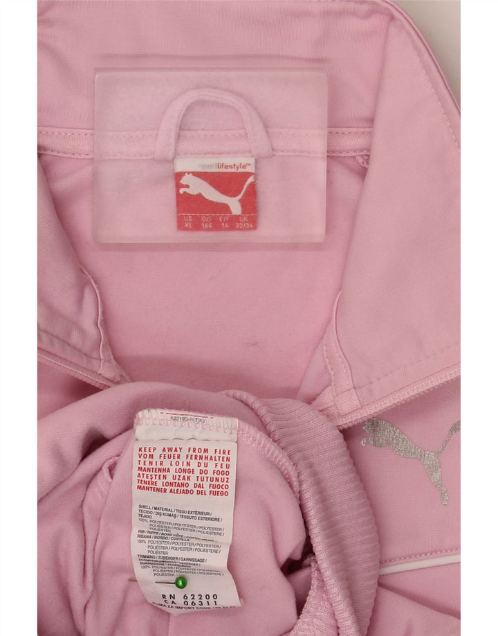 Спортивный костюм Puma для девочек, верхняя куртка, 13–14 лет, полиэстер в розовую полоску