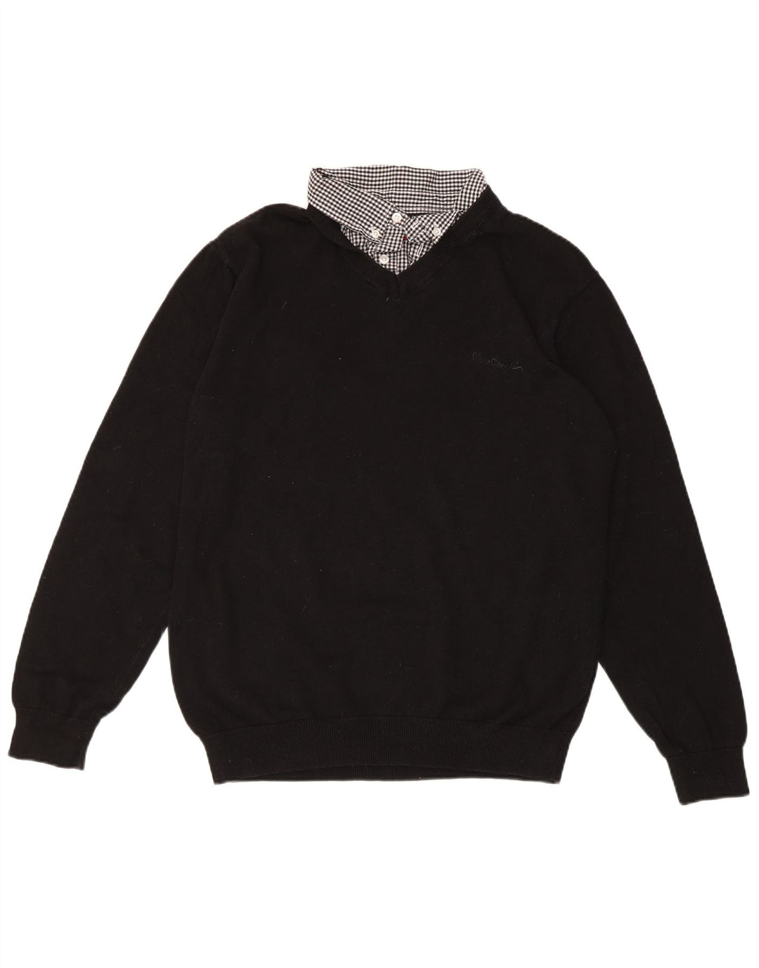 Женский джемпер с v-образным вырезом PIERRE CARDIN UK 18 XL, хлопок в черную клетку