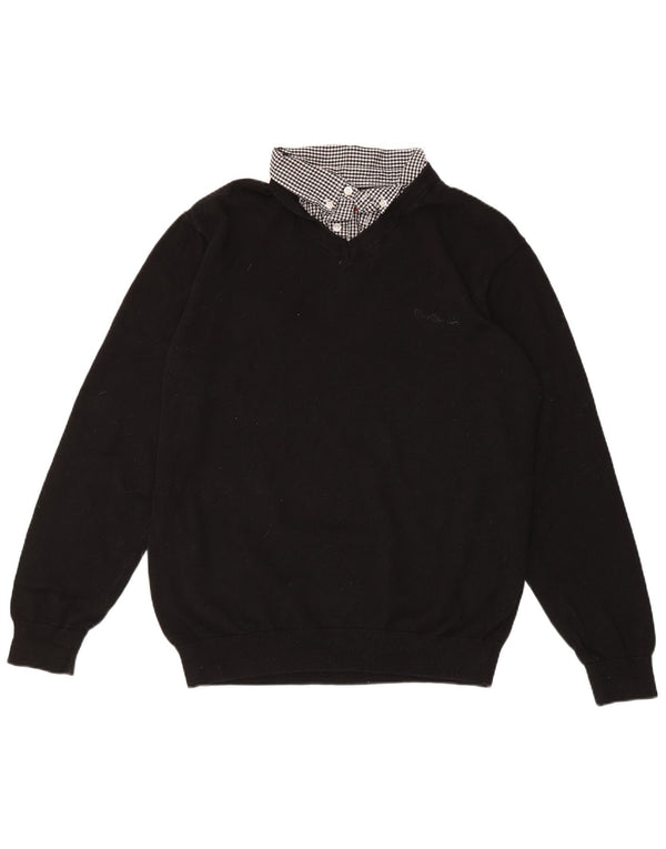 Женский джемпер с v-образным вырезом PIERRE CARDIN UK 18 XL, хлопок в черную клетку