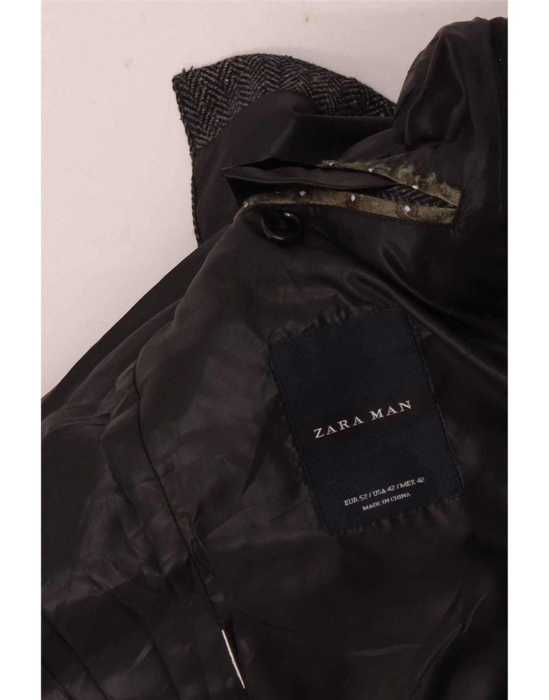Мужской пиджак на двух пуговицах Zara EU 52, большой серый с узором «в елочку»