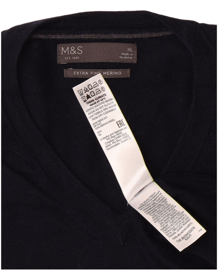 Мужской джемпер с v-образным вырезом MARKS & SPENCER XL темно-синий классический