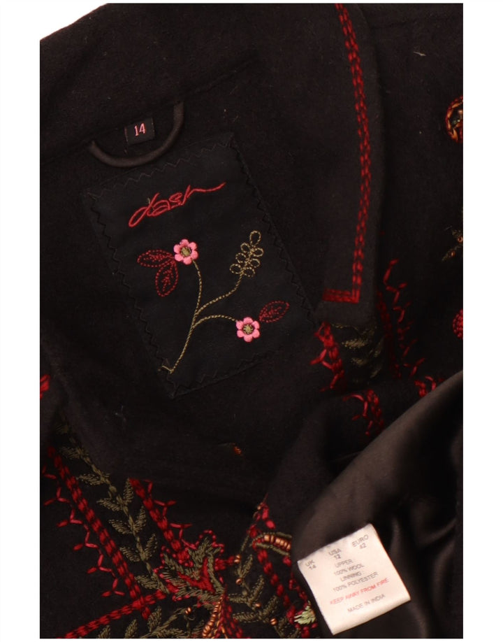 Женская куртка-бомбер Dash UK 14, большая черная шерсть с узором пейсли