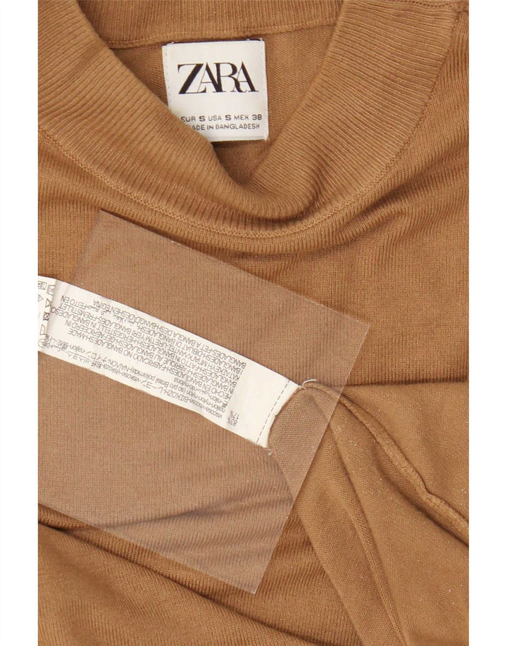 Мужской джемпер с высоким воротником Zara, маленький бежевый из вискозы