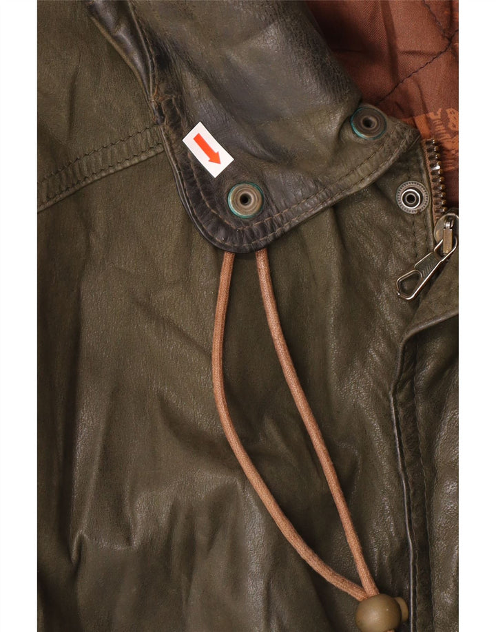 Винтажная мужская кожаная куртка IT 52 XL из кожи цвета хаки